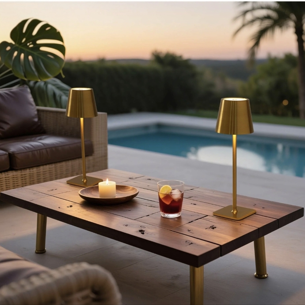 PRICE DROP‼️NWT Gold LED Rechargeable Indoor / Outdoor Cordless Lamp - Picture 4 of 10